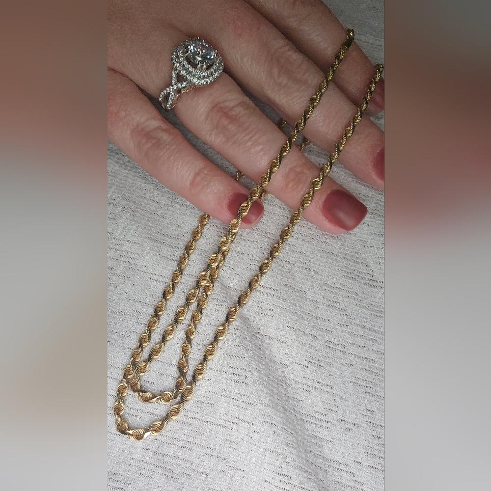 Real Vintage 24" 14K Diamond Cut Rope Necklace